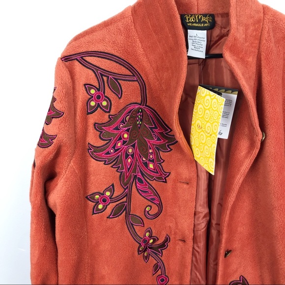 Bob Mackie Wearable Art Coat Boho Orange L - Picture 2 of 7